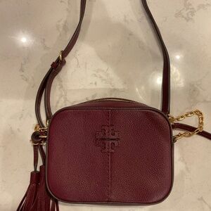 Tory Burch mini McGraw camera bag crossbody burgundy